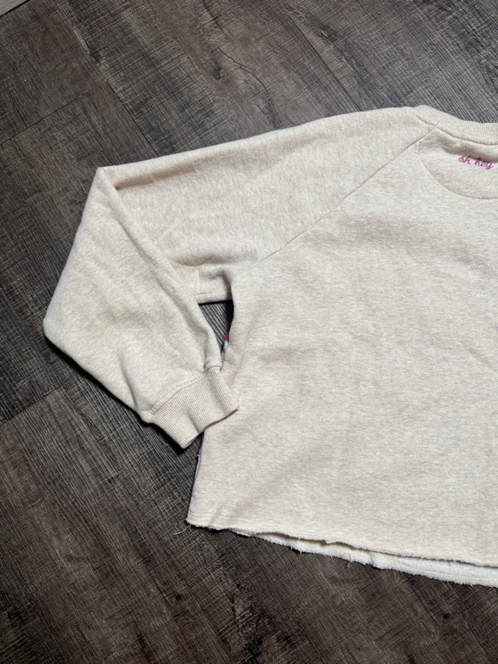 Marine Layer Cream Pullover Sweater with Red, Pink, Blue & Orange Waves - Picture 7 of 8
